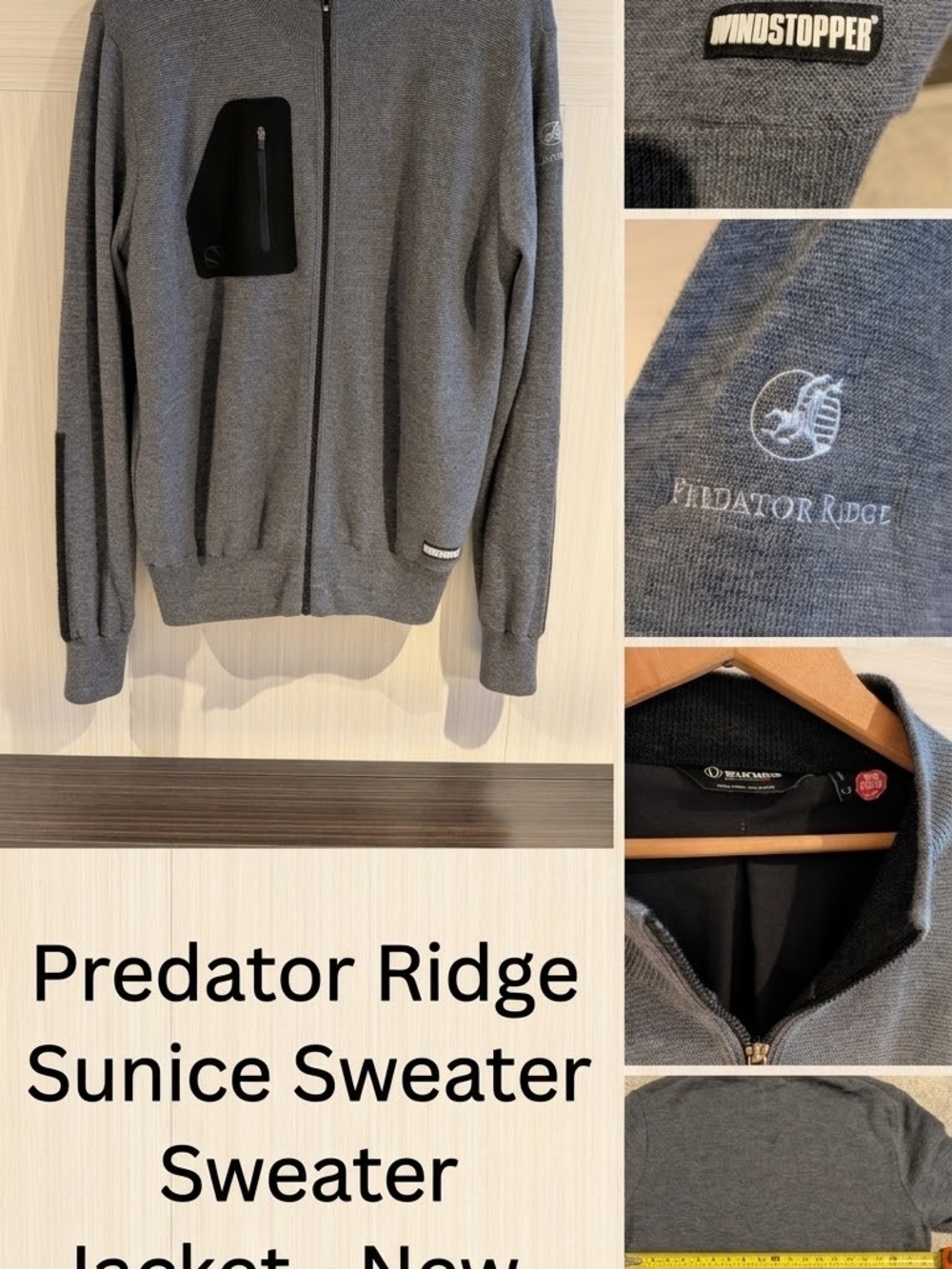 Sunice Windstopper Full Zip Wool Blend Sweater Jacket Large - Predator Ridge